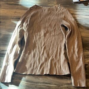 H&M Ribbed Tan Sweater with Button Detail